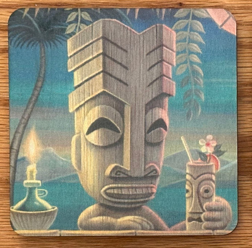 AMC14 Aaron Marshall Tiki Bartender Wooden Coaster