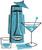 Shag Turquoise Tiki Drink Sticker, Martini, Decanter, Glass, Moai, Image