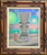 Aaron Marshall Drinking Tiki Mug Original Oil Painting with Vintage Hand Carved Frame Image