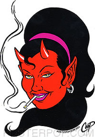 Coop Smokin' Devil Girl Sticker Image