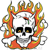 KZS10 Kozik Flaming Skull Sticker