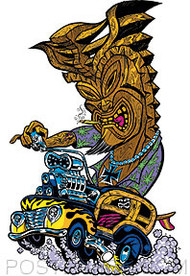 Pizz Hot Rod Tiki Sticker Image