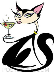 Pizz Martini Cat Sticker Image