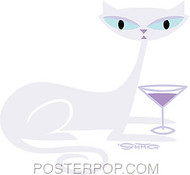 Shag White Cocktail Kitty Sticker Image