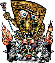 Von Franco Tiki Rodder Sticker Image