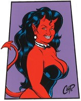 Coop Trapezoid Devil Girl Sticker Image