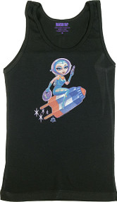 Aaron Marshall Flying Pop Girl Woman's Ribbed Tank Top Image