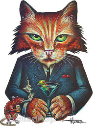 Doug Horne Drinking Cat Smoking Rat Sticker Image