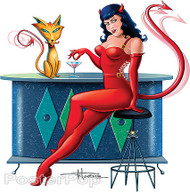 Doug Horne Devil Girl and Her Cat Sticker Image