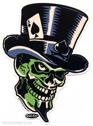 Vince Ray Green Skull Die Cut Poster Pop Sticker