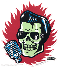 Vince Ray Elvis Skull Die Cut Poster Pop Sticker