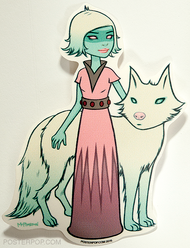 Artist Tara McPherson Astra Orbit Sticker Space Girl with Wolf Dog 