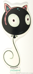 Artist Tara McPherson Wiggle Kitty Poster Pop Sticker. Mr Wiggles Balloon with Eyes, Face, Cat Kitty Ears