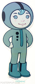 Artist Tara McPherson Lucius Tall Poster Pop Sticker. Young Boy Character, Space Suit