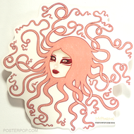 Artist Tara McPherson Inertia Poster Pop Sticker. Medusa Tenticles, Hair