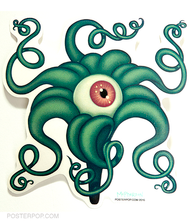 Artist Tara McPherson Eye Lilly Sticker. Eyeball Flower with Tentacles, Green