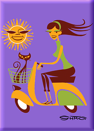 SHM109 Shag Sun Scooter Fridge Magnet Purple