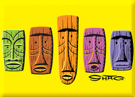 SHM100 Shag 5 Tikis Fridge Magnet Yellow