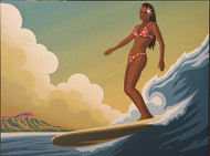 Almera Hawaiian Surfer Girl Original Painting Image