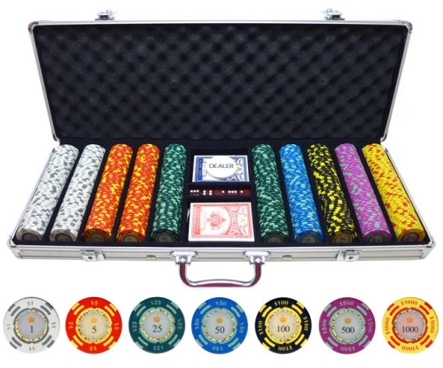 500-pc Poker and Blackjack Chip Set in Aluminum Aloy Case, Poker Set for Texas Holdem, Blackjack, Casino Games, Fundraiser