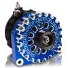  MECHMAN | HIGH OUTPUT 400A LARGE CASE BILLET ALTERNATOR FOR 2001-2007 GM TRUCK 6.6L DIESEL - SIDE OUTPUT STUD - DARK BLUE 