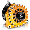  High Output 400A large case BILLET alternator for 2001-2007 GM truck 6.6l Diesel - side output stud - Orange 
