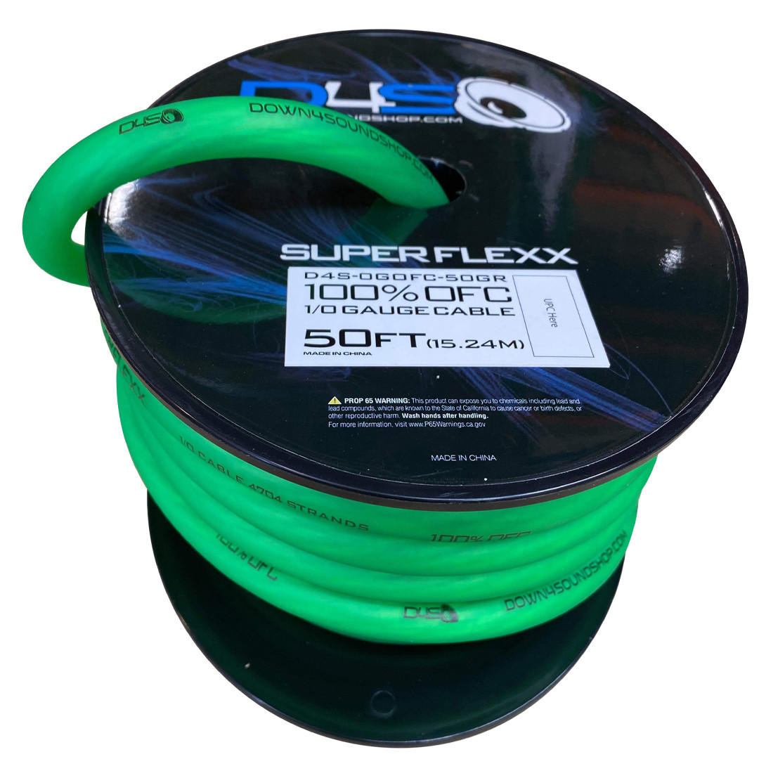 DOWN4SOUND | 50FT 1/0 OFC TINNED WIRE (LIME GREEN) - Down4Sound Shop