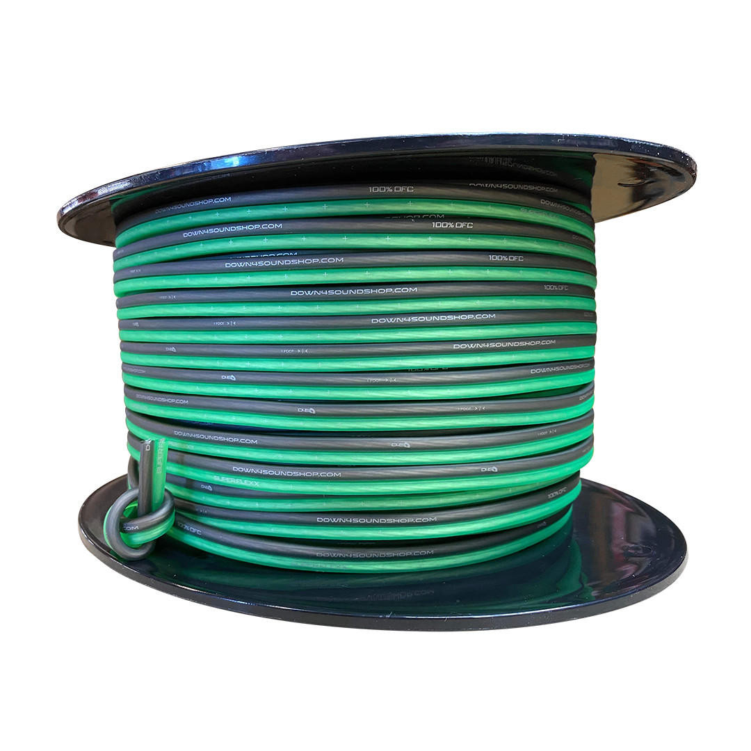 DOWN4SOUND | 250FT 14G OFC SPEAKER WIRE ( LIME GREEN & BLACK