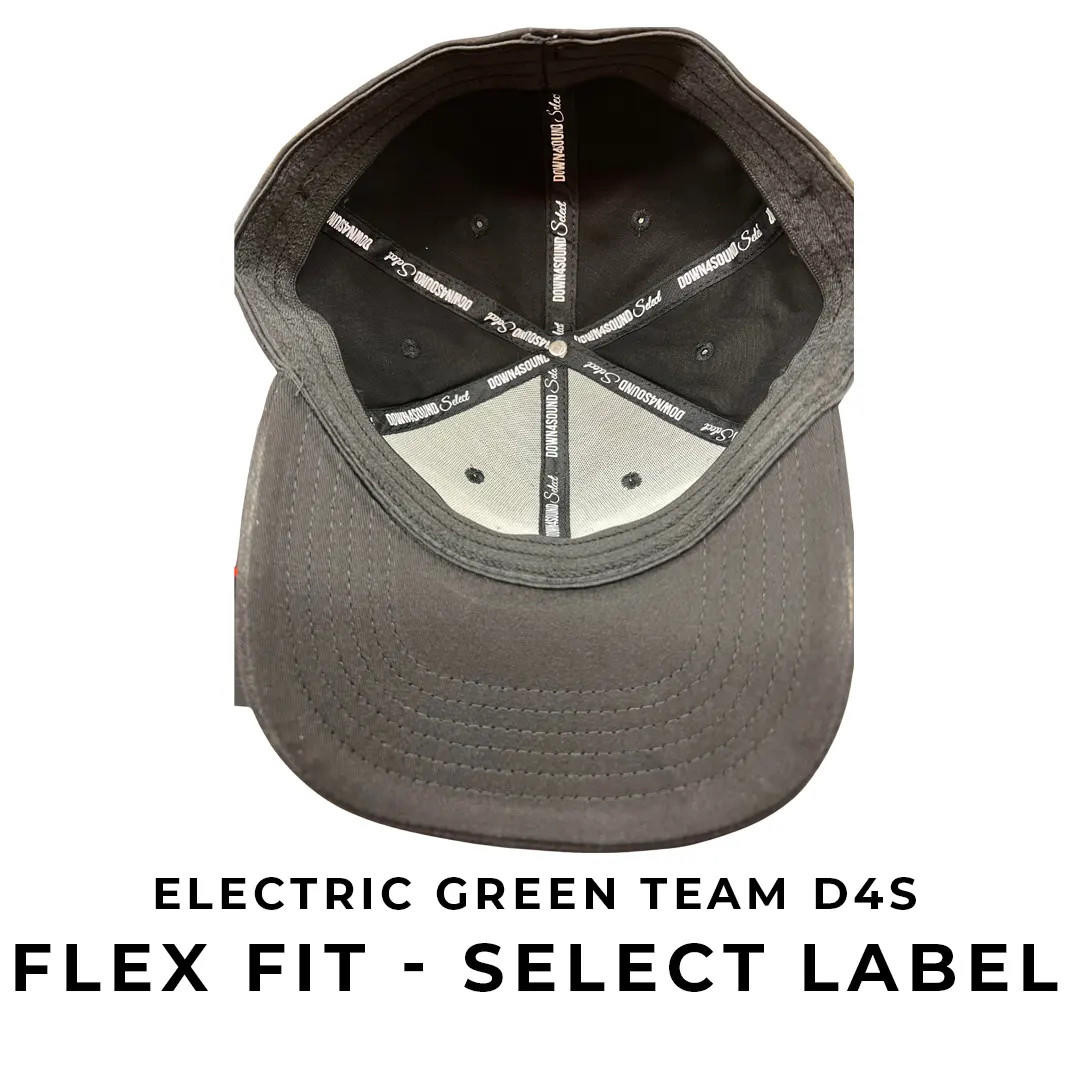 DOWN4SOUND | TEAM D4S ELECTRIC GREEN SELECT LABEL FLEX FIT CURVED