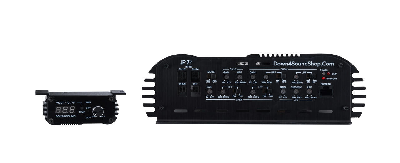 DOWN4SOUND | JP77 BLACK GLOSS | 3000W RMS | 7 CHANNEL AMPLIFIER