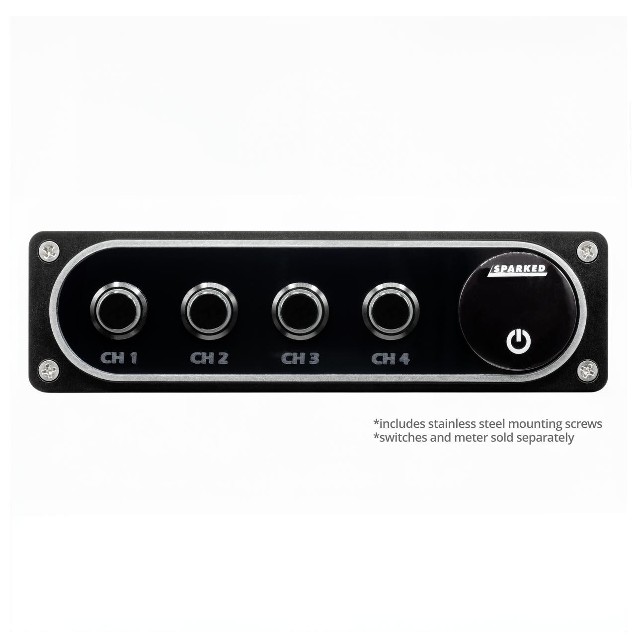 Illuminated Black Single DIN Aluminum Switch And Voltmeter Panel