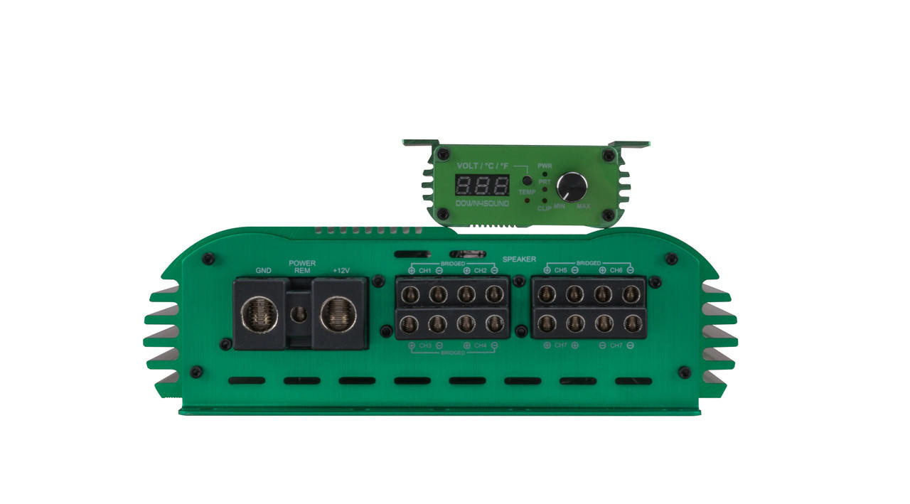 DOWN4SOUND | JP77 GREEN | 3000W RMS | 7 CHANNEL AMPLIFIER