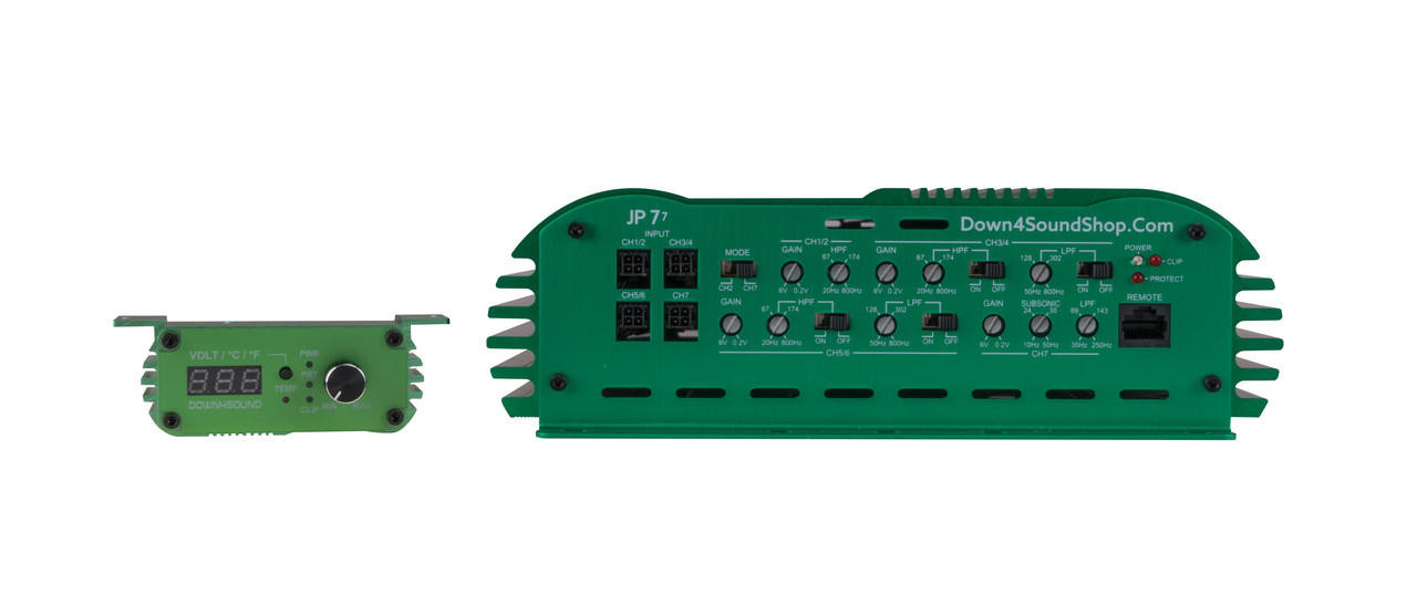 DOWN4SOUND | JP77 GREEN | 3000W RMS | 7 CHANNEL AMPLIFIER
