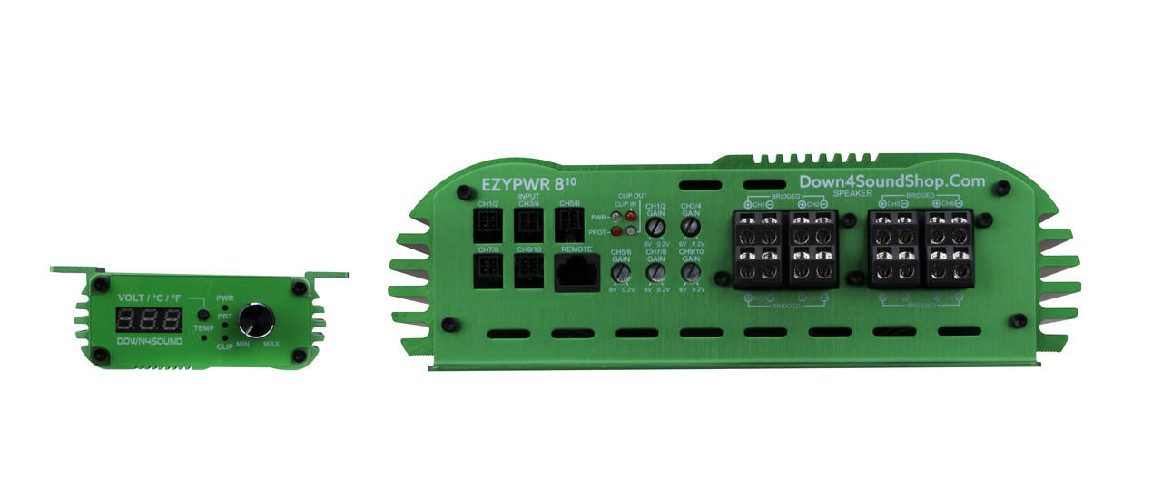 DOWN4SOUND | EZYPWR 810 GREEN | 4000W RMS | 10 CHANNEL AMPLIFIER