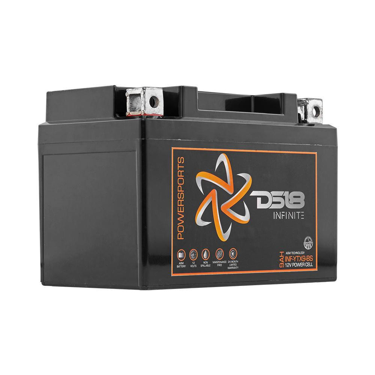 DS18 INF-YTX9-BS INFINITE 9 AH 350 Watts AGM Power Cell 12 Volt Battery For  Power Sports