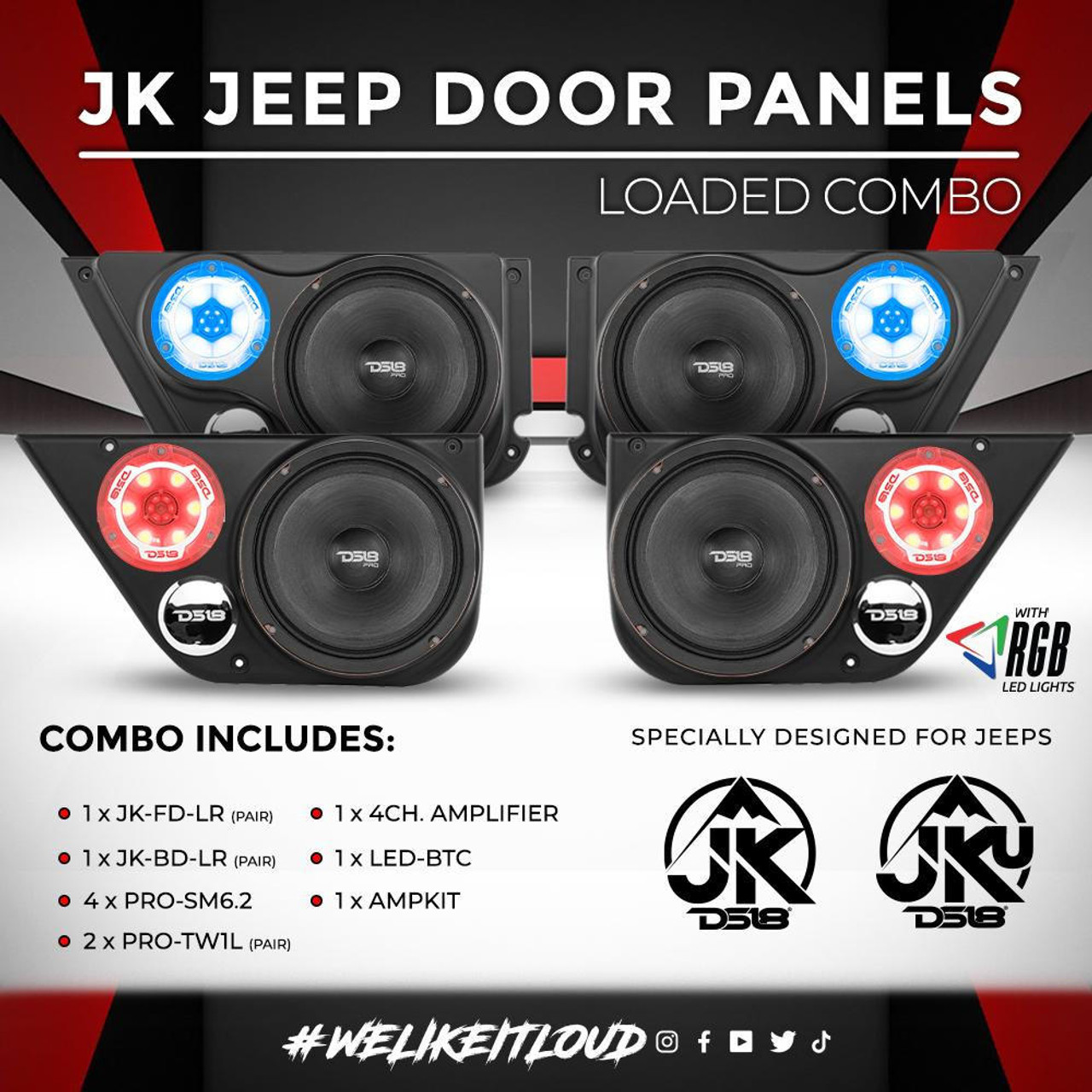 DS18 JK/JKU Front & Back Door Panels Combo