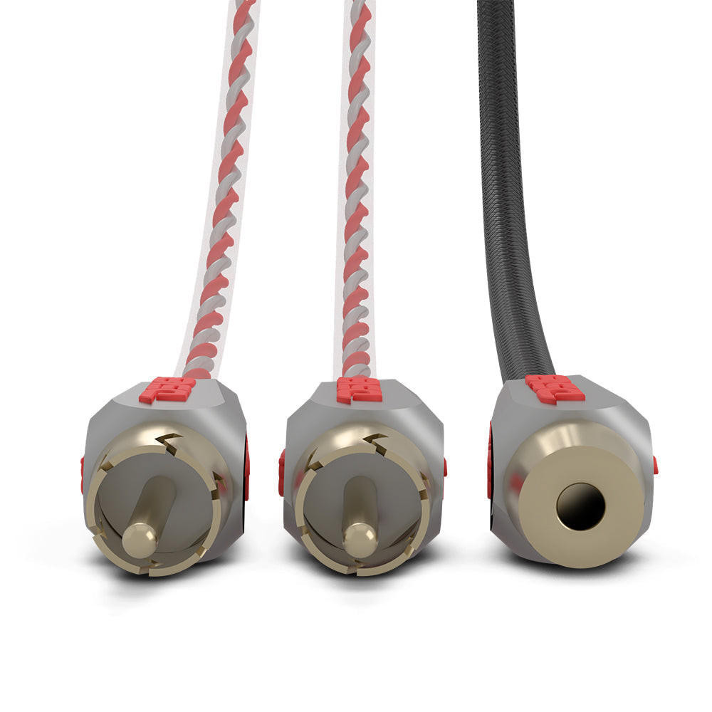 DS18 HQRCA1F2MKIT 1 Female to 2 Male Dual Twist RCA 1x Red 1x