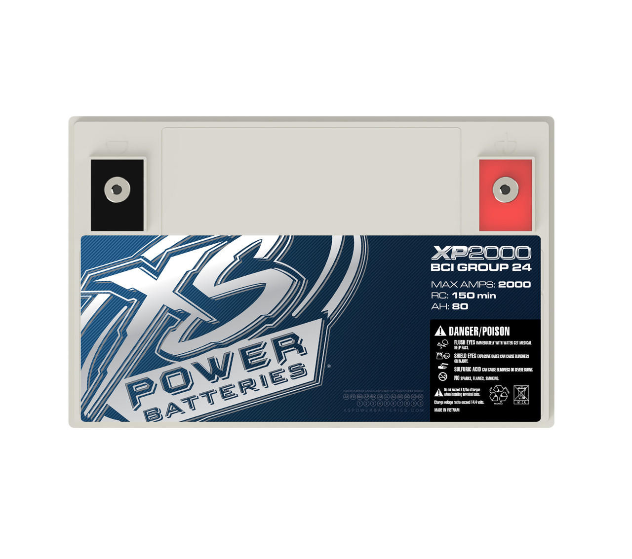 XS POWER XP2000 - 12V BCI Group 24 AGM Battery, Max Amps 2,000A