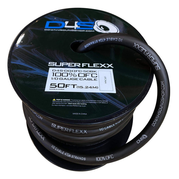 Down4Sound 50ft 1/0 Tinned OFC Wire BLACK