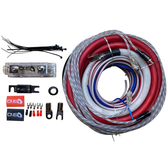 DOWN4SOUND 0 GAUGE SILVER TINNED OFC AMPLIFIER INSTALL KIT ( RED 