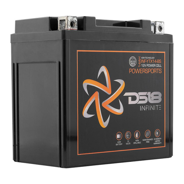 DS18 Audio DS18 INF-YTX14-BS INFINITE 14AH 500 Watts AGM Power Cell 12 Volt Battery For Power Sports