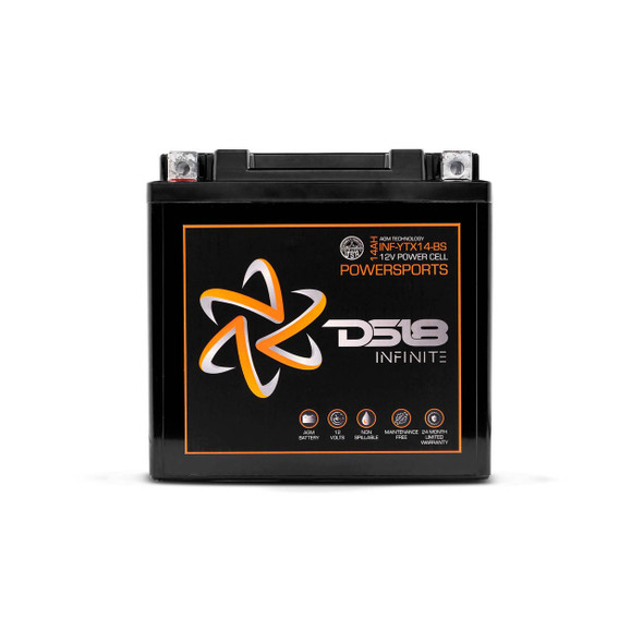 DS18 Audio DS18 INF-YTX14-BS INFINITE 14AH 500 Watts AGM Power Cell 12 Volt Battery For Power Sports