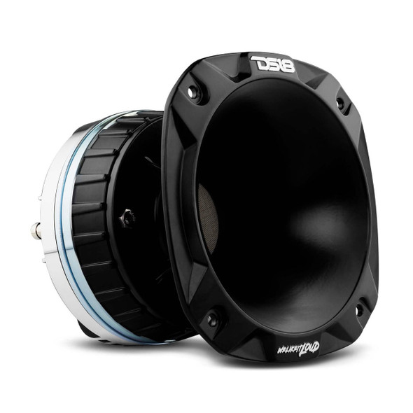 DS18 Audio DS18 PRO-DKN1XS 2 Throat Bolt On Neodymium Driver with Spacer, 2 Throat Titanium Voice Coil 640 Watts and PRO-HA52/BK Horn 680 Watts 118dB 8-Ohm Mounting Depth 5.22 Throat