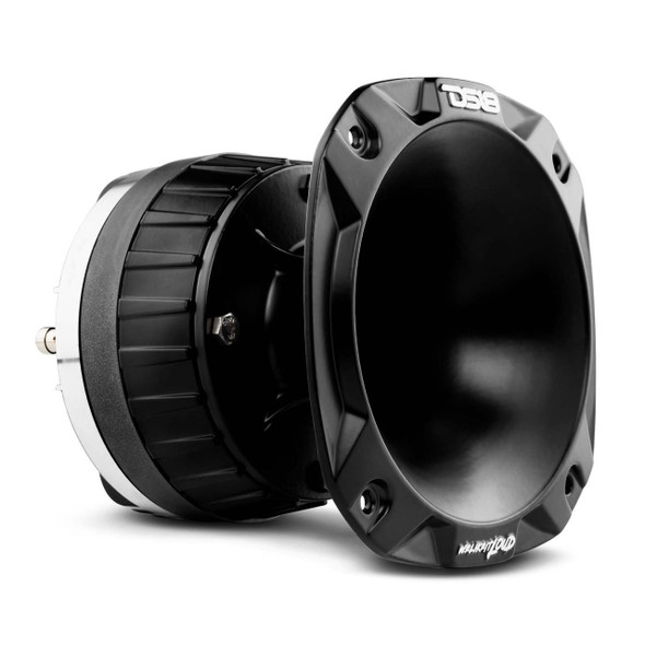 DS18 Audio DS18 PRO-DKH1XS 2 Throat Bolt On Compression Driver with Spacer, 2 Throat Titanium Voice Coil and PRO-HA52/BK Horn 640 Watts 114dB 8-ohm Mounting Depth 5.74