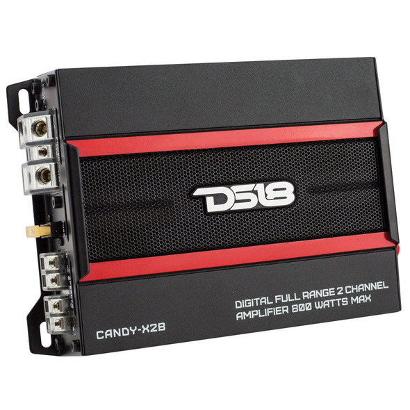 DS18 Audio DS18 CANDY-X2B Compact Full-Range Class D 2-Channel Car Amplifier 800 Watts Max