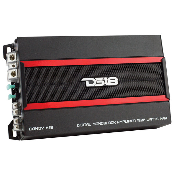 DS18 Audio DS18 CANDY-X1B Compact Class D 1-Channel Monoblock Car Amplifier 1800 Watts Max 1-Ohm