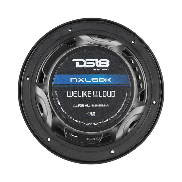 DS18 Audio DS18 HYDRO NXL-6/BK 6.5 2-Way Marine Speakers with Integrated RGB LED Lights 300 Watts Matte Black Pair