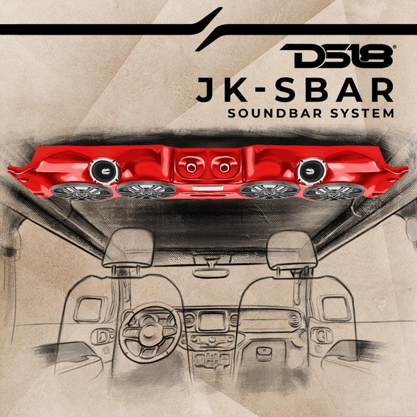 DS18 Audio DS18 JK-SBAR/CMGR Exclusive Overhead Audio Bar System for JK/JKU Jeeps 4x 8 Speakers 4x Tweeters 2x Drivers Camo Green