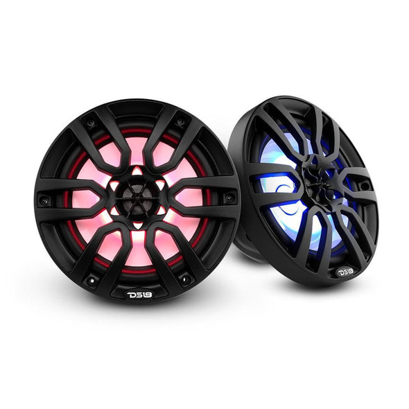DS18 Audio DS18 HYDRO NXL-8/BK 8 2-Way Marine Speakers with Integrated RGB LED Lights 375 Watts Matte Black Pair