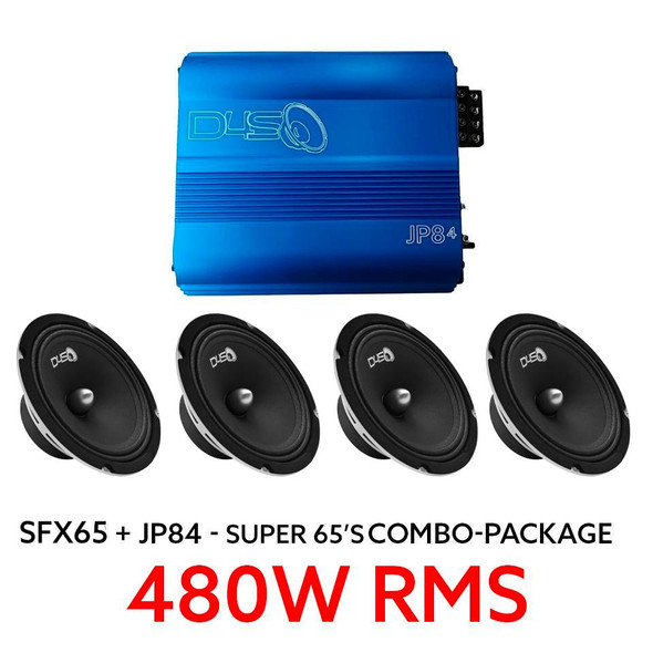 Down4Sound 2 PAIR (4) - SFX65 - 6.5 Inch Midrange Speaker Combo with JP84 - 4 Channel Amplifier Down4Sound 2 PAIR (4) - SFX65 - 6.5 Inch Midrange Speaker Combo with JP84 - 4 Channel Amplifier